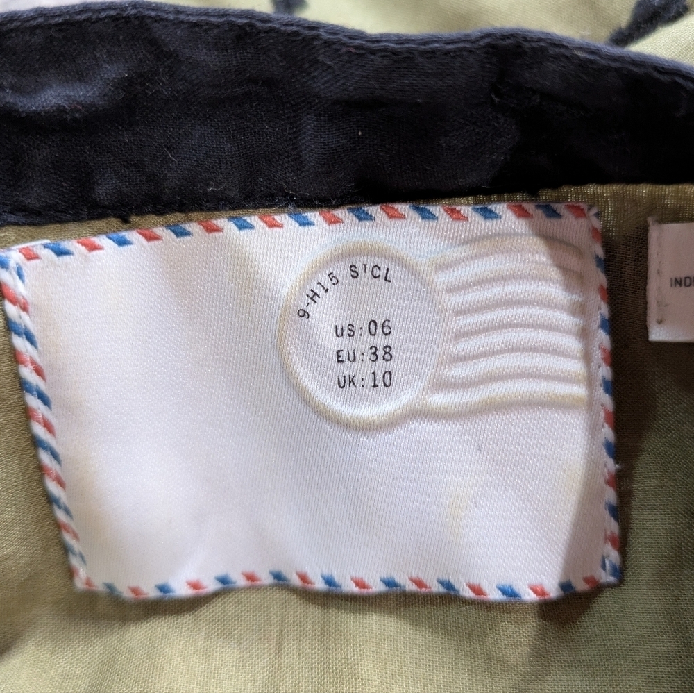 Anthro Postmark Green Black Sleeveless Cotton Ruffle Midi Dress 6 - Picture 9 of 11